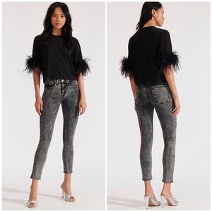 Veronica Beard Brooke Midrise Skinny Jeans Sz 26 27 2 4 black gray acid wash